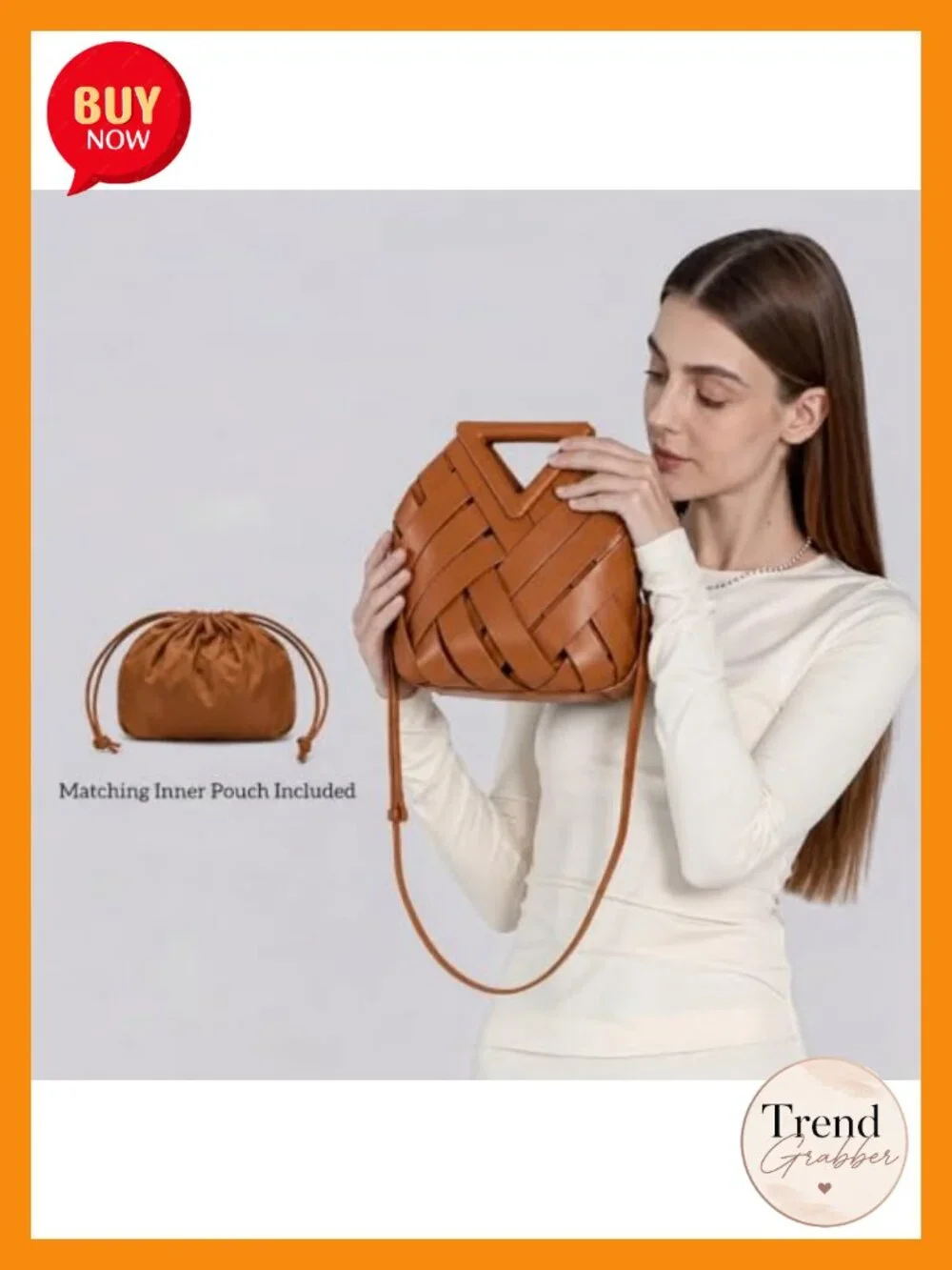 Woven Vegan Leather Bucket Purse Crossbody Hobo Adjustable Strap
